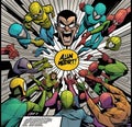 Cartoon illustration of a group of superhero. Comic book style.