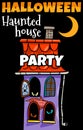 Halloween holiday cartoon design with haunted house Royalty Free Stock Photo