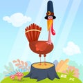 Cartoon illustration of a happy cute turkey. Vector illustration isolated Royalty Free Stock Photo