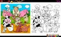 Happy farm animal characters group coloring book Royalty Free Stock Photo