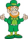 Cartoon happy leprechaun giving thumbs up.