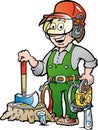 Cartoon illustration of a Happy Working Lumberjack or Woodcutter