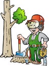 Cartoon illustration of a Happy Working Lumberjack or Woodcutter