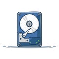 Cartoon illustration of a hard drive computer component, isolated Royalty Free Stock Photo