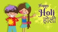 Hindu Holi festival design with comic children characters