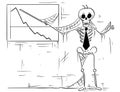 Cartoon Illustration of Human Skeleton of Dead Businessman Point