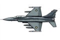 A cartoon illustration of a JF17 Thunder fighter jet a Pakistani and Chinese codeveloped multirole combat aircraft The jet is