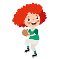 Cartoon Illustration Of A Kid Playing Baseball Royalty Free Stock Photo