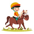 Cartoon Illustration Of A Kid Riding Horse Royalty Free Stock Photo