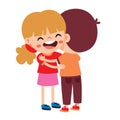 Cartoon Illustration Of Kids Hugging