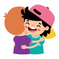Cartoon Illustration Of Kids Hugging