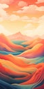 Vibrant Abstract Landscape Artwork With Interdimensional Ocean Waves