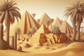 cartoon illustration, a landscape of the pyramids of egypt, ai generative