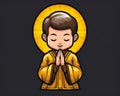 cartoon illustration of a little boy praying with his hands closed