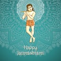 Cartoon. illustration of Lord Krishana