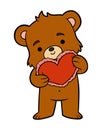 Cartoon illustration, Loving bear with valentine card