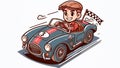 Cartoon illustration of a man driving a sports car. Generated AI Royalty Free Stock Photo