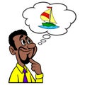 Man thinking about a Sailboat