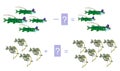 Cartoon illustration of mathematical addition and subtraction. Examples with fishes