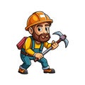Cartoon miner ready to work with pickaxe in hand Royalty Free Stock Photo