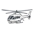 Cartoon illustration of a modern white utility helicopter with skids Royalty Free Stock Photo