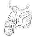 Cartoon illustration, motorcycle sketch, coloring book, isolated object on a white background, vector illustration,