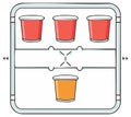 Cartoon illustration of a multipack caddy with one unique orange cup standing out from the red ones Royalty Free Stock Photo
