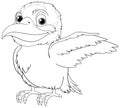 A cartoon illustration of a native Australian Kookaburra bird with one wing outstretched, isolated on a white background