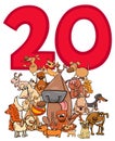 Number twenty and cartoon dogs group Royalty Free Stock Photo
