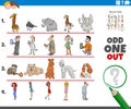 Odd one out task with cartoon characters Royalty Free Stock Photo