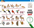 Odd one out task with cartoon animal characters Royalty Free Stock Photo