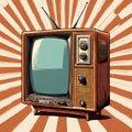 Cartoon illustration of an old vintage retro style antique tv.