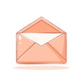 Cartoon illustration of an open envelope with a letter inside, isolated design element Royalty Free Stock Photo