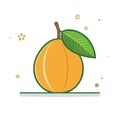 Cartoon illustration of an orange fruit with a leaf and decorative elements Royalty Free Stock Photo
