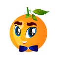 Cartoon Illustration of an Orange with a Happy face. Royalty Free Stock Photo