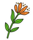 Cartoon illustration, orange spring flower Royalty Free Stock Photo