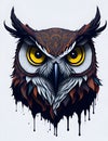 Cartoon illustration of a the owl face of a fierce native. Ai generated. Royalty Free Stock Photo