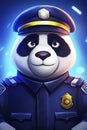 cartoon illustration, panda bear policeman, ai generative