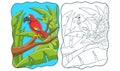 Cartoon illustration a parrot chirping on a tree trunk book Royalty Free Stock Photo