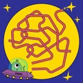 Cartoon Illustration of Paths or Maze Puzzle Activity Game. Kids learning games collection