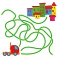 Cartoon Illustration of Paths or Maze Puzzle Activity Game Kids learning games collection Royalty Free Stock Photo