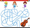 Paths maze game with girls and violin