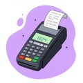Cartoon illustration of a payment card terminal. It features a numeric keypad with Royalty Free Stock Photo