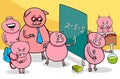 Piglet cartoon characters at school