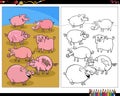 Cartoon pigs farm animal characters coloring page Royalty Free Stock Photo