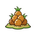 Cartoon Illustration of Pile of Breadfruit with Leaves Royalty Free Stock Photo