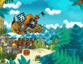 Cartoon illustration - pirates on the wild island - illustration for the children