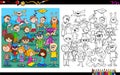 Playful children characters coloring book Royalty Free Stock Photo