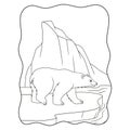 cartoon illustration Polar bear walking on ice cubes in the middle of the sea looking for fish for food Royalty Free Stock Photo