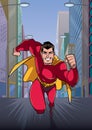 Superhero Running in City